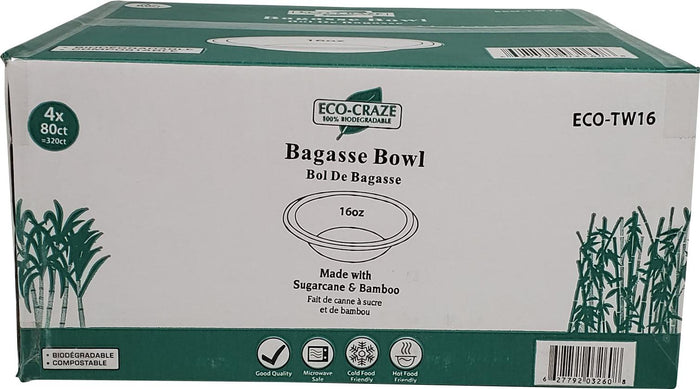 Eco-Craze - 16Oz Bowl 480Ml - Biodegradable