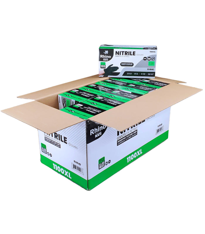 Rhino - NX11 - Black Nitrile Gloves - Diamond - 6mil - Extra Large - 1100XL