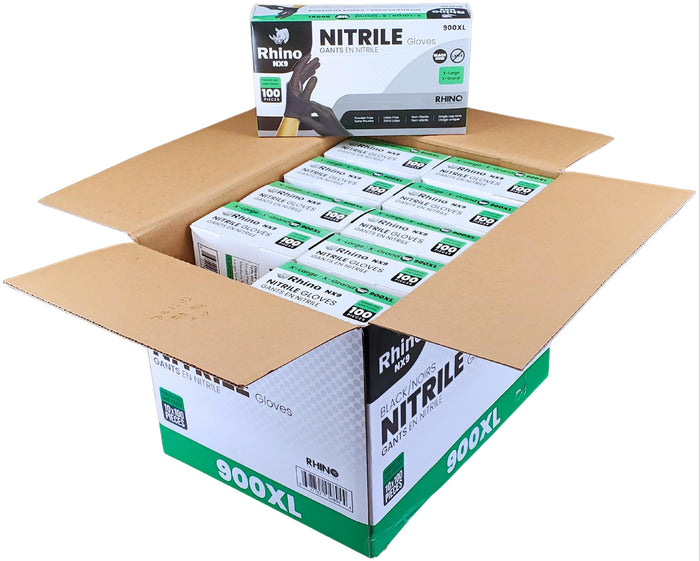 Rhino - NX9 - Black Nitrile Gloves - PF - Extra Large - 900XL