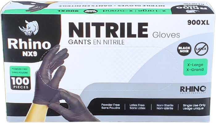Rhino - NX9 - Black Nitrile Gloves - PF - Extra Large - 900XL
