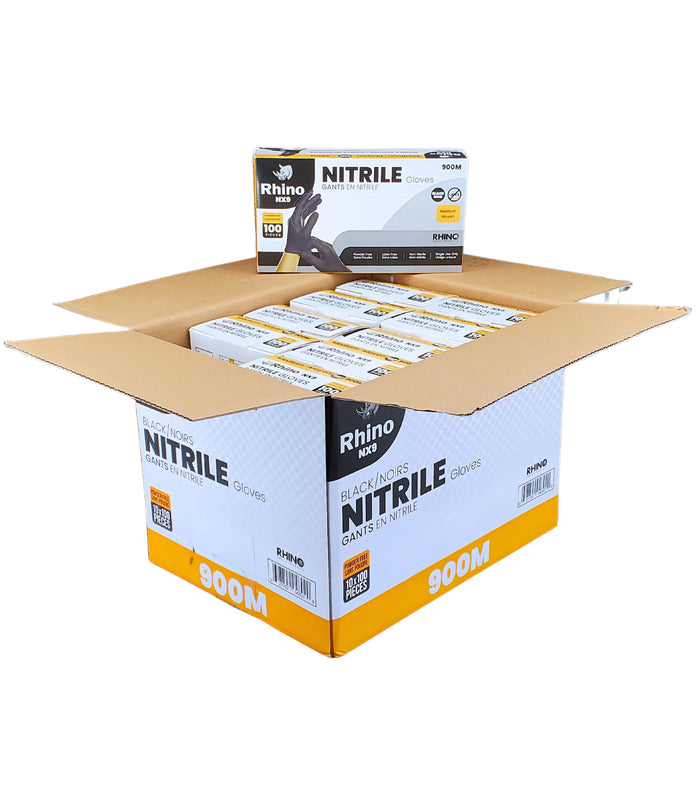 Rhino - NX9 - Black Nitrile Gloves - PF - Medium - 900M