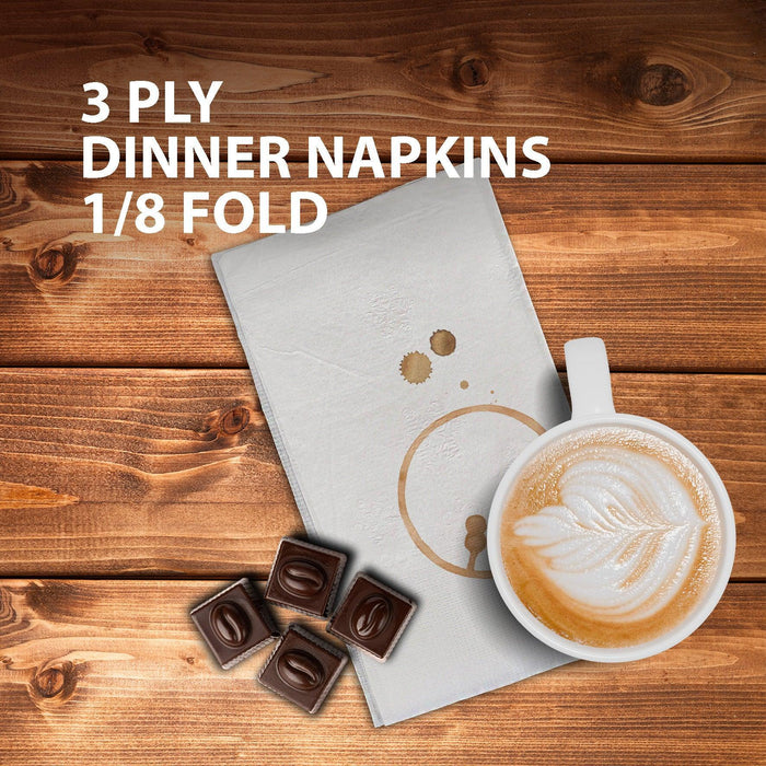 Mayfair - 3 ply Dinner Napkins 1/8 Fold - White - DNAP03