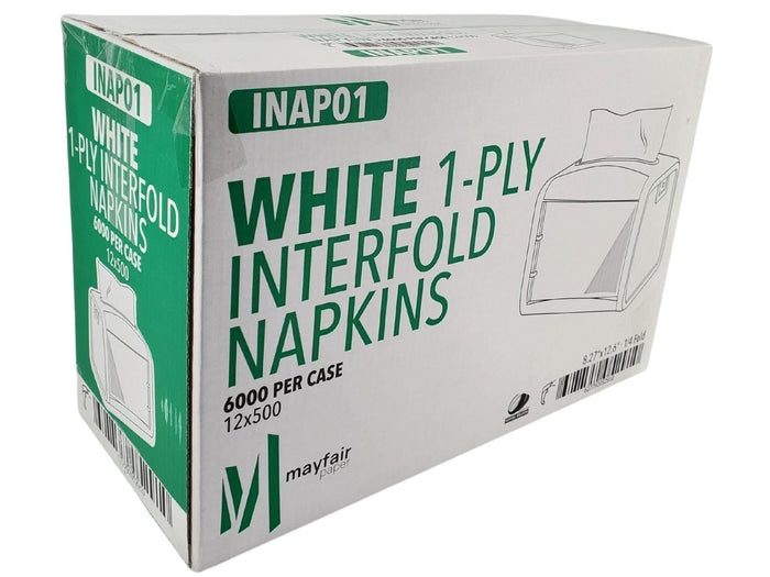 Mayfair - 1 ply Interfold Napkins 1/4 Fold - White - INAP01