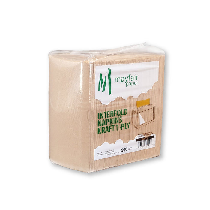 Mayfair - 1 ply Interfold Napkins 1/4 Fold - Kraft - INAP01K