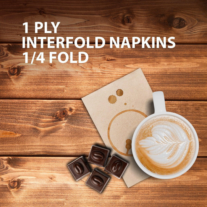 Mayfair - 1 ply Interfold Napkins 1/4 Fold - Kraft - INAP01K