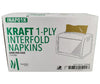 Mayfair - 1 ply Interfold Napkins 1/4 Fold - Kraft - INAP01K