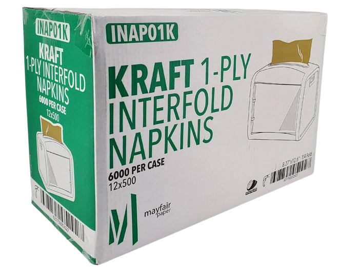 Mayfair - 1 ply Interfold Napkins 1/4 Fold - Kraft - INAP01K