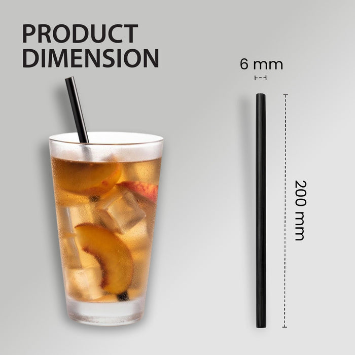 Value+ - 8'' - Black Plastic Straw - 6 mm