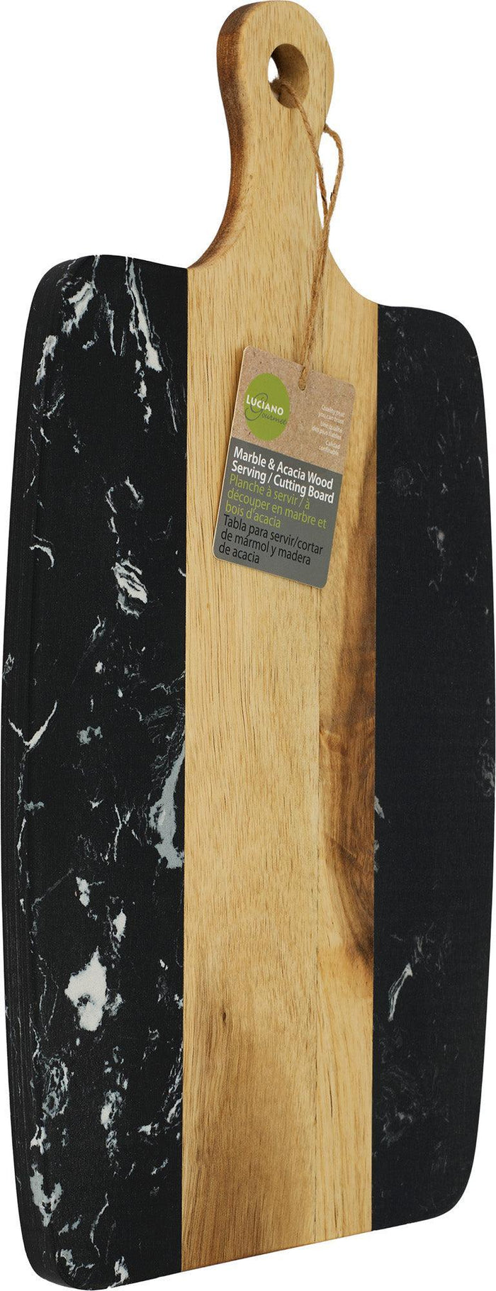 L.Gourmet Acacia Wood+Marble Board - 15.75