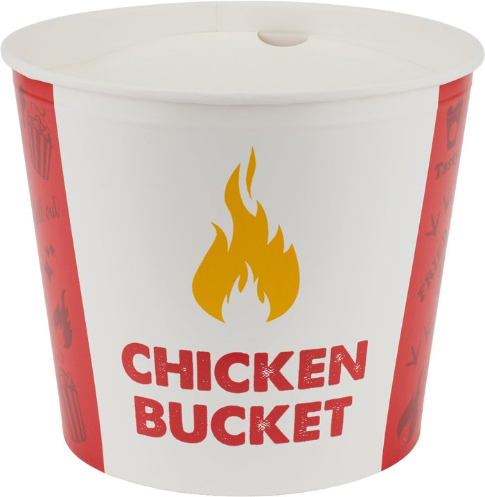 Hot Pack - Chicken Round Bucket with Lid - 130oz - Paper - Combo