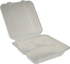 Eco-Craze - Bagasse Clamshell Hinged Container - 9X9 - 3 Compartment
