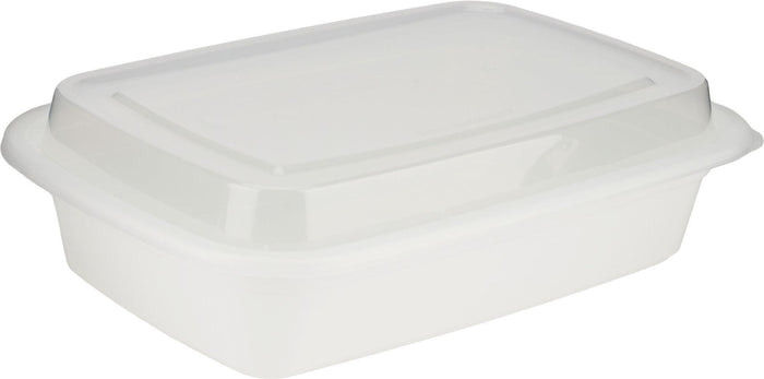 Value+ - 32oz Rectangular White Plastic Container