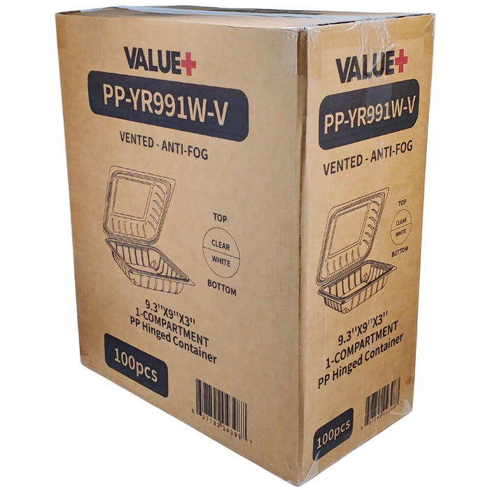 Value+ - YR991W-V - PP Hinged Cont. - 9.3x9x3