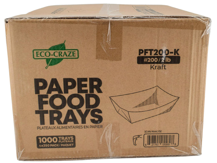 Eco-Craze PFT200-K #200 2 lb Kraft Paper Food Tray