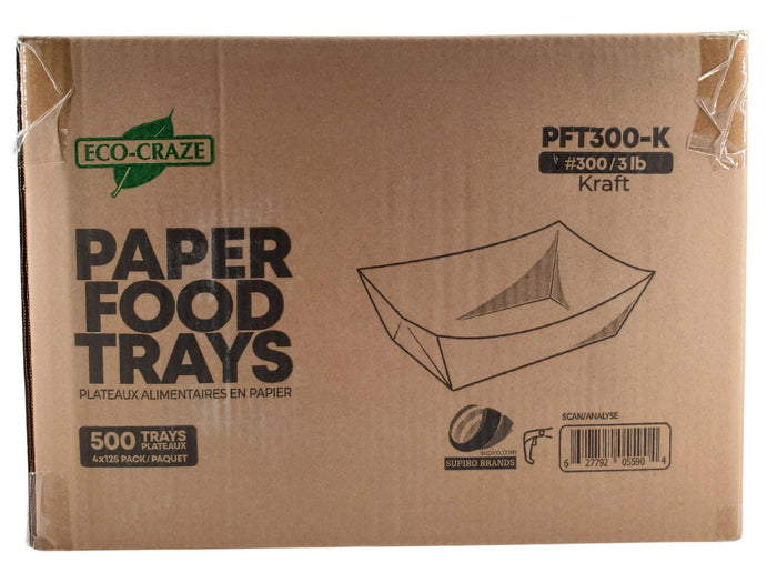 Eco-Craze - PFT300-K #300 3 lb Kraft Paper Food Tray