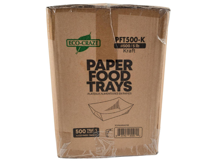 Eco-Craze PFT500-K #500 5 lb Kraft Paper Food Tray