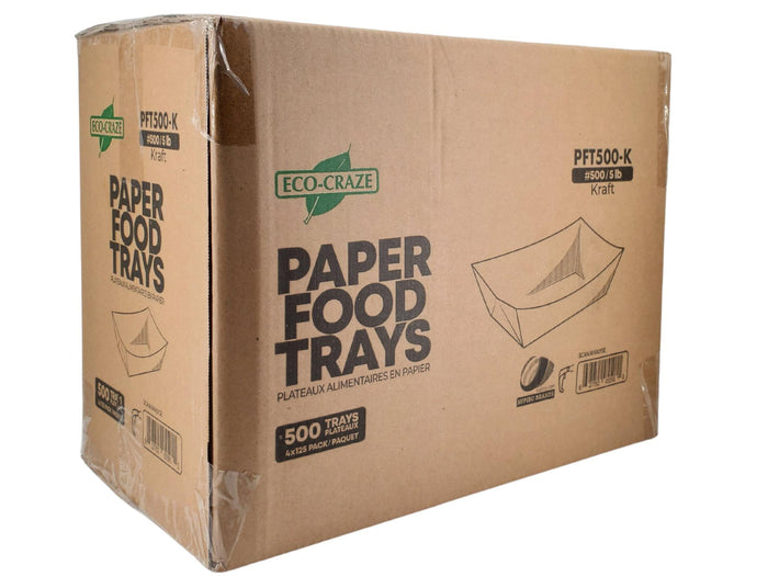 Eco-Craze PFT500-K #500 5 lb Kraft Paper Food Tray