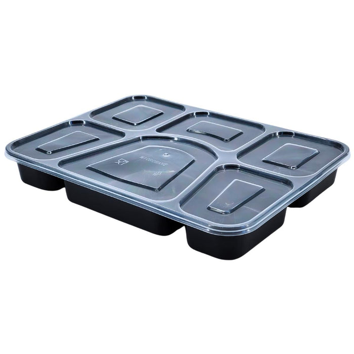 Value+ - 6 Comp Take-Out Thali with Lid - Black - PP
