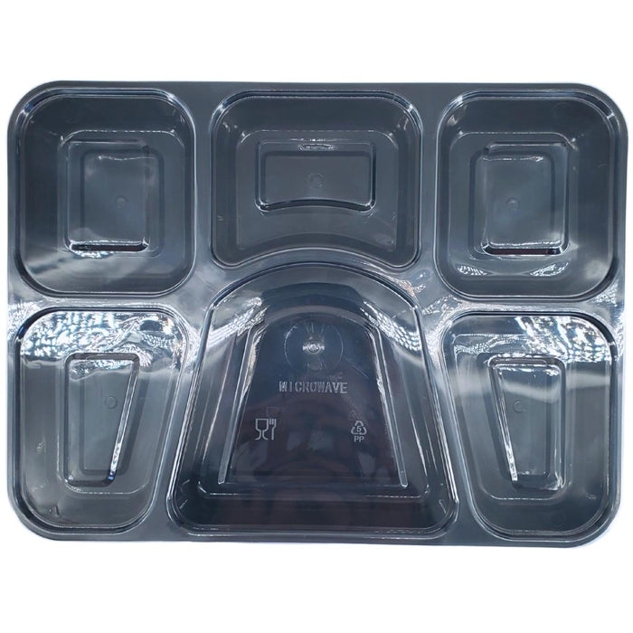 Value+ - 6 Comp Take-Out Thali with Lid - Black - PP