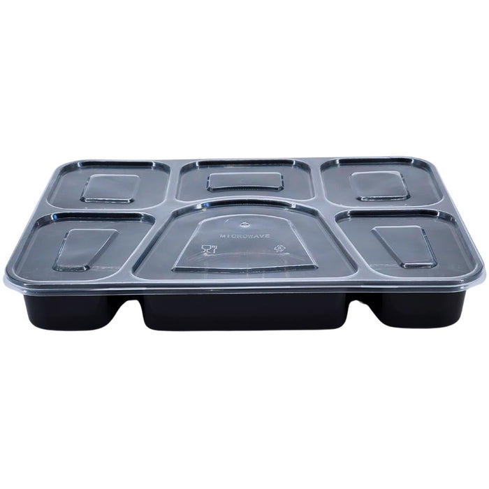Value+ - 6 Comp Take-Out Thali with Lid - Black - PP