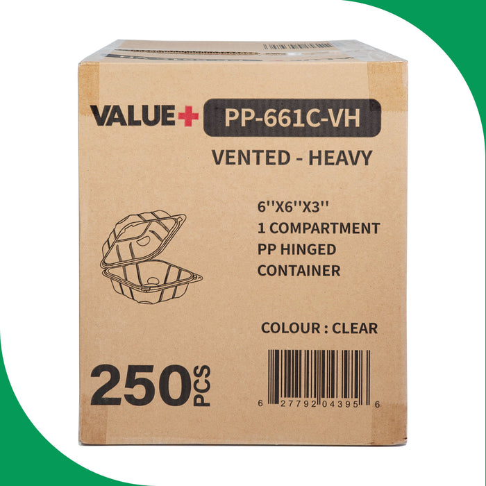 Value+ - PP-661C-VH- PP Hinged Cont. - 6x6x3