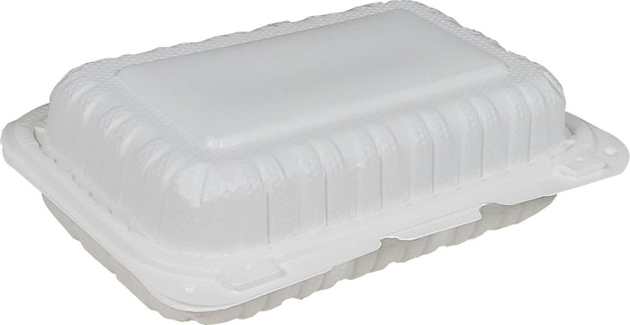 Eco-Craze - MFPP Clamshell Container - 9x6x2.6 - Double Lock - Vented - White