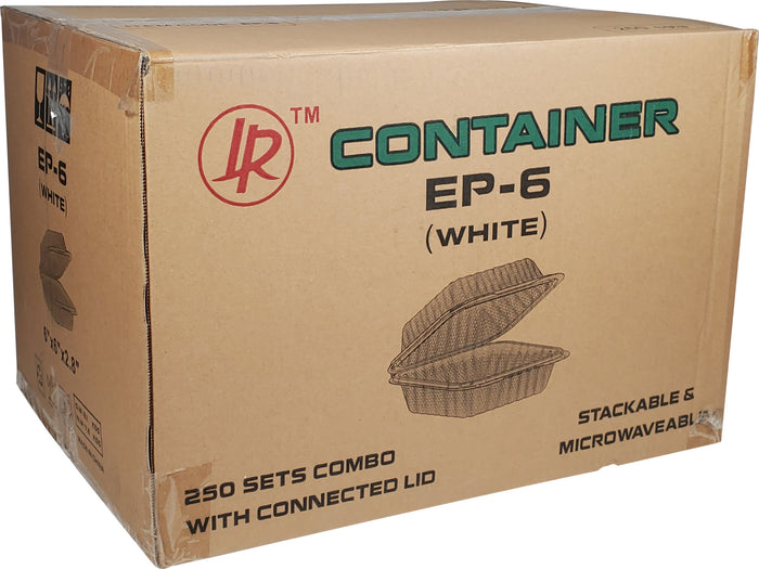 LR - MFPP Clamshell Container - 6x6x3 - White - EP-6