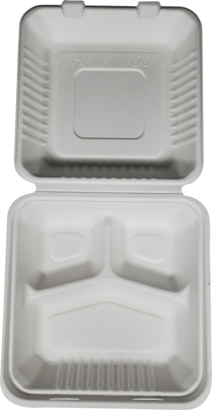 Arrow - Bagasse Clamshell Container - 9x9x3