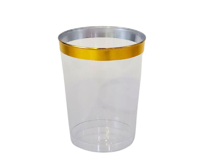 10oz cup with gold rim - Clear/Gold - CC10-N