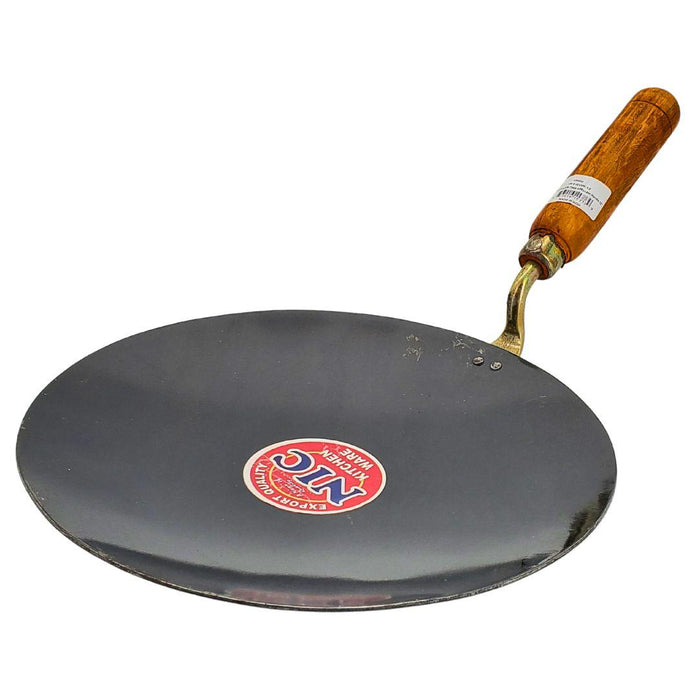 XC - Noor - Iron Tava 12 - Concave w/Wooden Handle