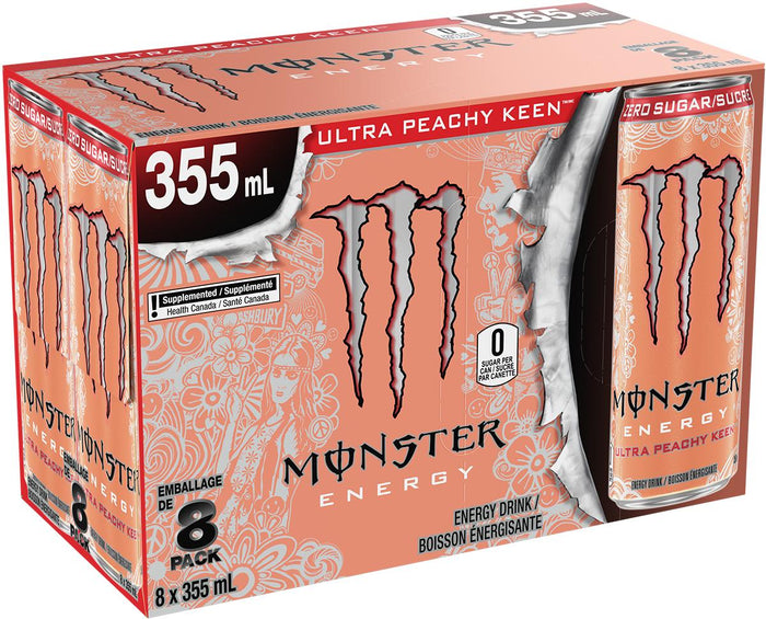 Monster Ultra Peachy Keen Energy Drink (Zero-Sugar) - 355mL