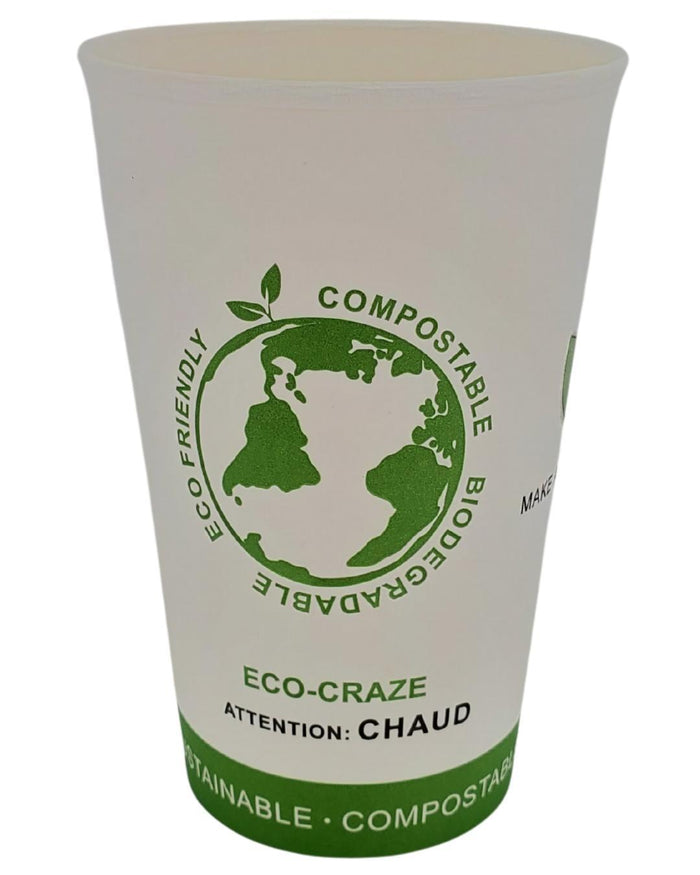 Eco-Craze - 16oz PLA Single Wall Hot Paper Cup - Printed