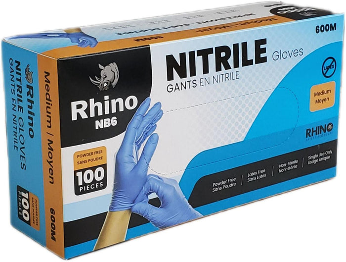 Rhino - NB6 - Blue Nitrile Gloves - Medium - 600M