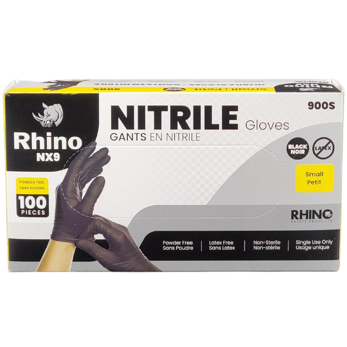 Rhino - NX9 - Black Nitrile Gloves - PF - Small - 900S