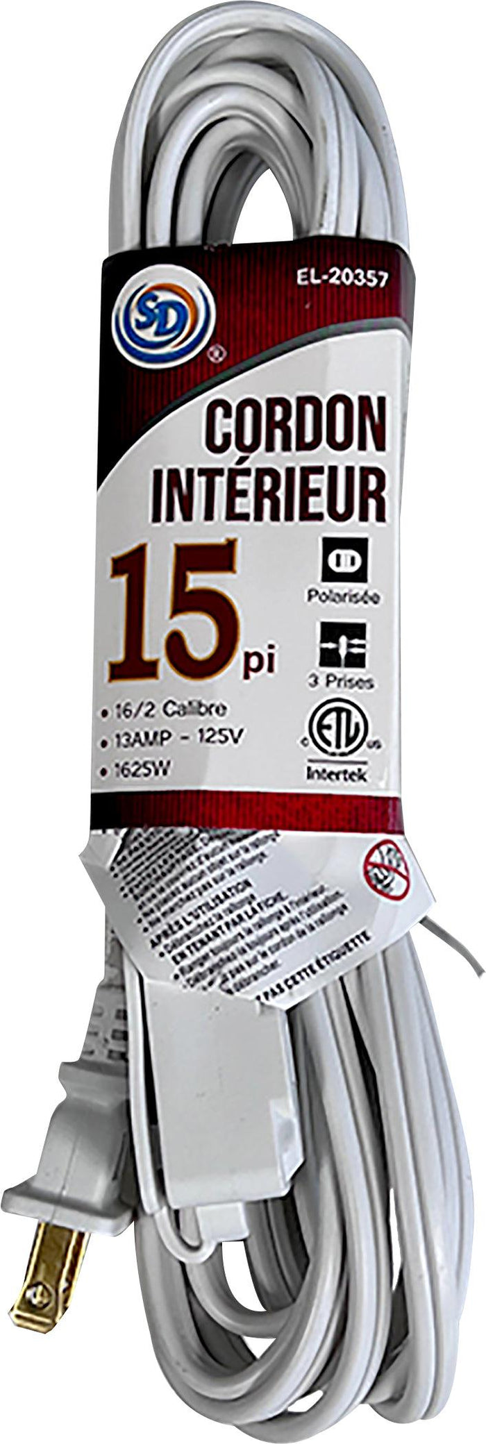 Indoor Extension Cord 12ft 3 Outlets