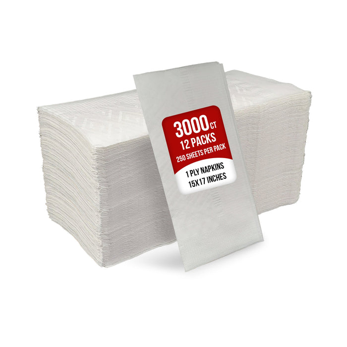 Mayfair - 1 Ply Dinner Napkins 1/8 Fold - White - DNAP01