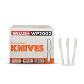 Value+ - Heavy - Plastic Knives - White - Ind. Wrapped - WP2002