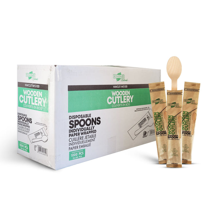 Eco-Craze - Wooden Spoon- Individually Paper Wrapped