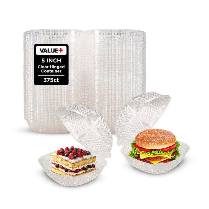 Value+ - Dual Lock - 5in Clear Hinged Containers -Ã‚Â CV551