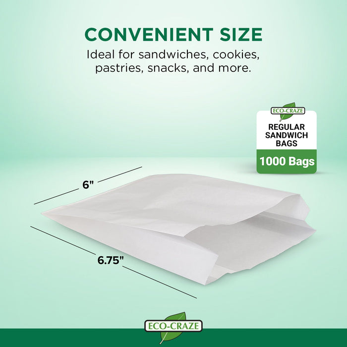 Eco Craze – Regular Sandwich Bags 6x0.75x6.75 – White