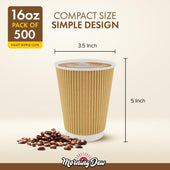 Morning Dew - 16oz Squat Hot Paper Cup - Ripple - Kraft - RC-H16SK