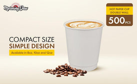 Morning Dew - 10oz Squat Hot Paper Cup - Double Wall - White - D-H10SW