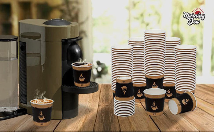 Morning Dew - 12oz Hot Paper Cups - Ebony Print - H12E