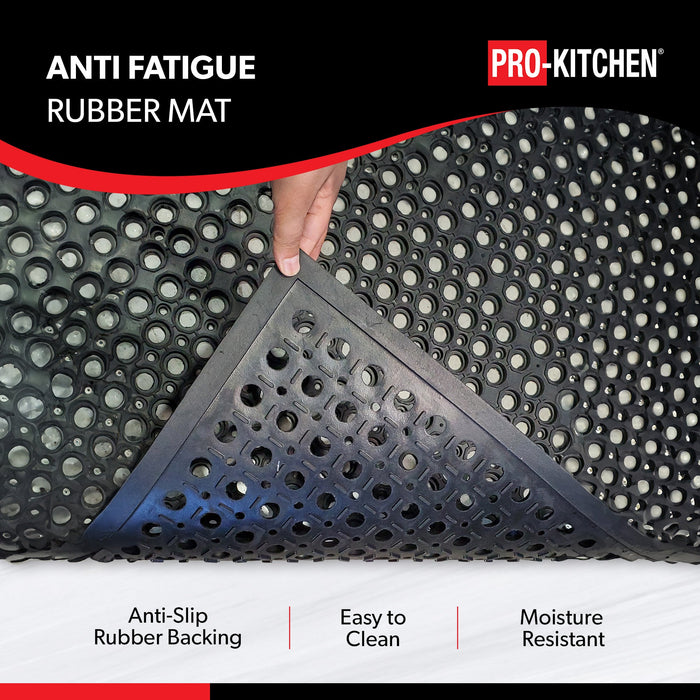 Pro-Kitchen - Black Rubber Anti-Fatigue Mat - 36