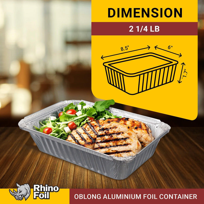 Rhino-Foil - 2 1/4 lb Oblong - Aluminium Foil Container - Heavy