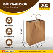 Prime Bags - Enzo - Self Adhesive Paper Bags with Twisted Handles - 13x7x17