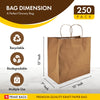 Delta Prime Bags Self-Adhesive Paper Bags with Twisted Handles - 13x7x13, 250 Pack, Kraft