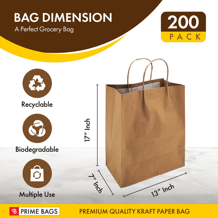 Prime Bags - Enzo - Self Adhesive Paper Bags with Twisted Handles - 13x7x17