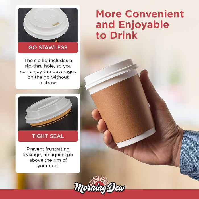 Morning Dew - Dome Sip Lid for 4 oz Hot Paper Cups - White - 4DL-W