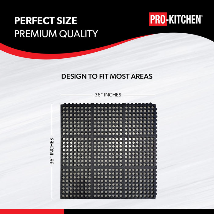 Pro-Kitchen - Black Rubber Anti-Fatigue Mat - 36''X36''